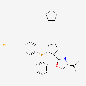 molecular formula C28H38FeNOP B12792728 cyclopentane;diphenyl-[2-[(4R)-4-propan-2-yl-4,5-dihydro-1,3-oxazol-2-yl]cyclopentyl]phosphane;iron 