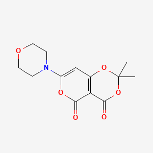 molecular formula C13H15NO6 B12792742 2,2-Dimethyl-7-morpholin-4-yl-4H,5H-pyrano(4,3-d)(1,3)dioxine-4,5-dione CAS No. 76245-27-7