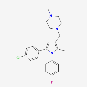 molecular formula C23H25ClFN3 B12792763 Piperazine, 1-((5-(4-chlorophenyl)-1-(4-fluorophenyl)-2-methyl-1H-pyrrol-3-yl)methyl)-4-methyl- CAS No. 146204-45-7