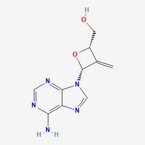 molecular formula C10H11N5O2 B12792788 2-Oxetanemethanol, 4-(6-amino-9H-purin-9-yl)-3-methylene-, (2S,4R)- CAS No. 126170-43-2