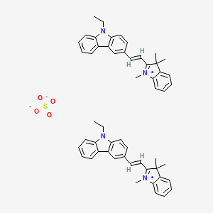 molecular formula C54H54N4O4S B12792828 3-((1,3-Dihydro-1,3,3-trimethyl-2H-indol-2-ylidene)ethylidene)-9-ethyl-3H-carbazolium hydrogen sulphate CAS No. 85283-93-8