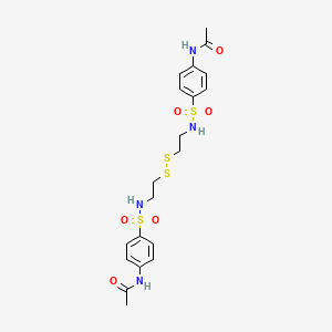 molecular formula C20H26N4O6S4 B12792847 N-(4-(((2-((2-(((4-(Acetylamino)phenyl)sulfonyl)amino)ethyl)dithio)ethyl)amino)sulfonyl)phenyl)acetamide CAS No. 83626-62-4