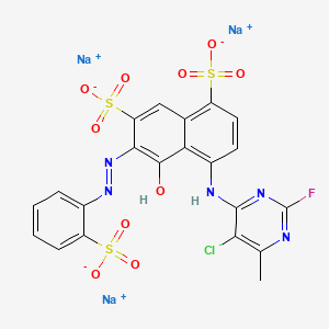 1,7-Naphthalenedisulfonic acid, 4-((5-chloro-2-fluoro-6-methyl-4-pyrimidinyl)amino)-5-hydroxy-6-((2-sulfophenyl)azo)-, trisodium salt