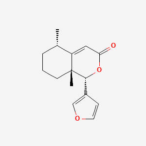 molecular formula C15H18O3 B12792854 3H-2-Benzopyran-3-one, 1-(3-furanyl)-1,5,6,7,8,8a-hexahydro-5,8a-dimethyl-, (1alpha,5alpha,8abeta)- CAS No. 126754-18-5