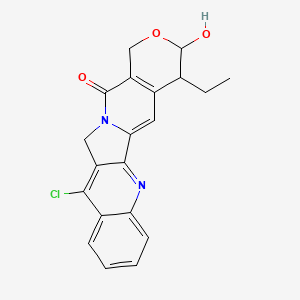 molecular formula C20H17ClN2O3 B12792875 10-chloro-19-ethyl-18-hydroxy-17-oxa-3,13-diazapentacyclo[11.8.0.02,11.04,9.015,20]henicosa-1(21),2,4,6,8,10,15(20)-heptaen-14-one CAS No. 57182-93-1