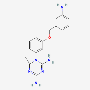 molecular formula C18H22N6O B12792894 1,3,5-Triazine-2,4-diamine, 1-(3-((3-aminophenyl)methoxy)phenyl)-1,6-dihydro-6,6-dimethyl- CAS No. 136243-01-1