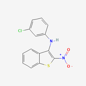 molecular formula C14H9ClN2O2S B12792899 Benzo(b)thiophen-3-amine, N-(3-chlorophenyl)-2-nitro- CAS No. 149338-08-9