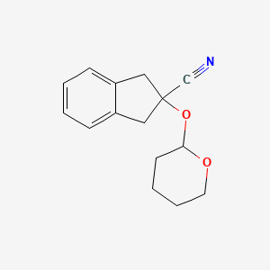 molecular formula C15H17NO2 B12792902 2-(Tetrahydro-2H-pyran-2-yloxy)-2-indanecarbonitrile CAS No. 13070-88-7