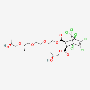 molecular formula C22H30Cl6O9 B12792936 Bicyclo(2.2.1)hept-5-ene-2,3-dicarboxylic acid, 1,4,5,6,7,7-hexachloro-, 2-(2-(2-(2-hydroxypropoxy)propoxy)ethoxy)ethyl 2-hydroxypropyl ester CAS No. 72066-76-3