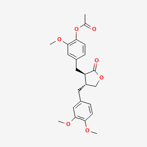 molecular formula C23H26O7 B12792943 Arctigenin monoacetate CAS No. 69232-85-5