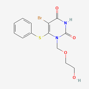 molecular formula C13H13BrN2O4S B12792984 5-Bromo-1-((2-hydroxyethoxy)methyl)-6-(phenylthio)uracil CAS No. 123027-55-4