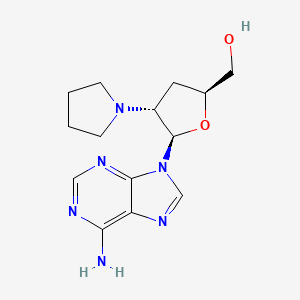 molecular formula C14H20N6O2 B12792995 Adenosine, 2',3'-dideoxy-2'-(1-pyrrolidinyl)- CAS No. 134934-50-2