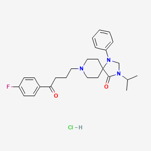 molecular formula C26H33ClFN3O2 B12793034 1,3,8-Triazaspiro(4.5)decan-4-one, 8-(3-(p-fluorobenzoyl)propyl)-3-isopropyl-1-phenyl-, hydrochloride CAS No. 102504-74-5