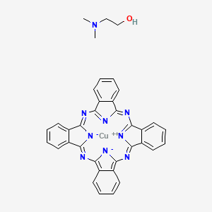 molecular formula C36H27CuN9O B12793036 Copper;2-(dimethylamino)ethanol;2,11,20,29,37,38-hexaza-39,40-diazanidanonacyclo[28.6.1.13,10.112,19.121,28.04,9.013,18.022,27.031,36]tetraconta-1,3,5,7,9,11,13,15,17,19,21(38),22,24,26,28,30(37),31,33,35-nonadecaene CAS No. 90247-33-9