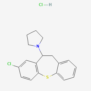 molecular formula C18H19Cl2NS B12793043 8-Chloro-10-pyrrolidino-10,11-dihydrodibenzo(b,f)thiepin hydrochloride CAS No. 31722-09-5