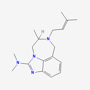 molecular formula C18H26N4 B12793053 Imidazo(4,5,1-jk)(1,4)benzodiazepin-2-amine, 4,5,6,7-tetrahydro-N,N,5-trimethyl-6-(3-methyl-2-butenyl)- CAS No. 136722-81-1