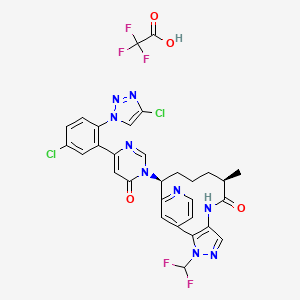 molecular formula C30H24Cl2F5N9O4 B12793061 Milvexian trifluoroacetate CAS No. 1802426-00-1