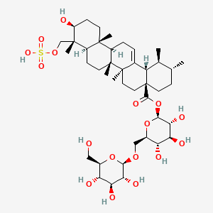 molecular formula C42H68O17S B12793077 Urs-12-en-28-oic acid, 3-hydroxy-23-(sulfooxy)-,28-(6-O-beta-D-glucopyranosyl-beta-D-glucopyranosyl)ester,(3beta,4alpha)- CAS No. 125343-11-5