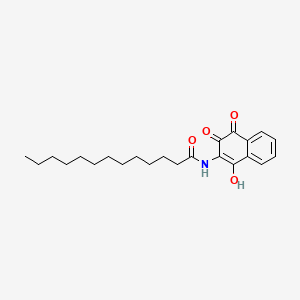 molecular formula C23H31NO4 B12793141 N-(3-Hydroxy-1,4-dioxo-1,4-dihydro-2-naphthalenyl)tridecanamide CAS No. 22158-00-5