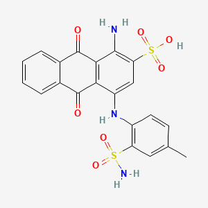 molecular formula C21H17N3O7S2 B12793146 2-Anthracenesulfonic acid, 1-amino-4-(((aminosulfonyl)-4-methylphenyl)amino)-9,10-dihydro-9,10-dioxo- CAS No. 73297-32-2