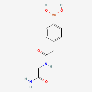 molecular formula C10H13AsN2O4 B12793194 p-(((Carbamoylmethyl)carbamoyl)methyl)benzenearsonous acid CAS No. 5425-25-2