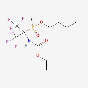 molecular formula C11H18F6NO4P B12793328 Carbamic acid, (1-(butoxymethylphosphinyl)-2,2,2-trifluoro-1-(trifluoromethyl)ethyl)-, ethyl ester CAS No. 133611-25-3