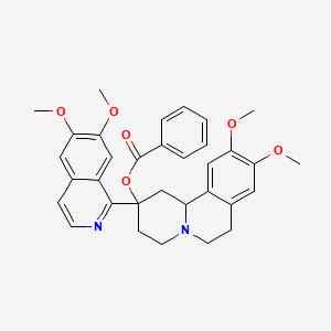 molecular formula C33H34N2O6 B12793344 2-(6,7-Dimethoxyisoquinolin-1-yl)-9,10-dimethoxy-1,3,4,6,7,11b-hexahydro-2H-pyrido(2,1-a)isoquinolin-2-yl benzoate CAS No. 70400-78-1