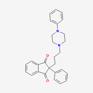 molecular formula C28H28N2O2 B12793351 1,3-Indandione, 2-phenyl-2-(3-(4-phenyl-1-piperazinyl)propyl)- CAS No. 31804-89-4