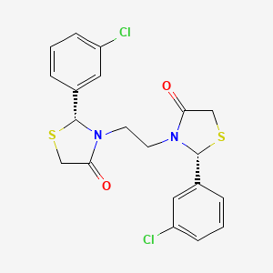 molecular formula C20H18Cl2N2O2S2 B12793353 4-Thiazolidinone, 3,3'-(1,2-ethanediyl)bis(2-(3-chlorophenyl)-, (R*,S*)- CAS No. 109858-94-8