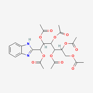 molecular formula C25H30N2O12 B12793571 1,2,3,4,5,6-Hexa-O-acetyl-1-C-(1H-benzimidazol-2-yl)hexitol CAS No. 7150-94-9