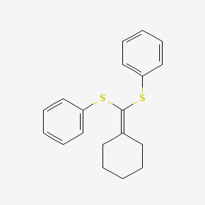 molecular formula C19H20S2 B12793600 1,1'-[(Cyclohexylidenemethylene)disulfanediyl]dibenzene CAS No. 69190-57-4