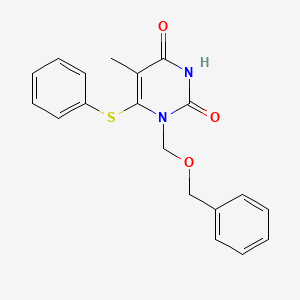 molecular formula C19H18N2O3S B12793613 1-((2-Benzyloxy)methyl)-6-(phenylthio)thymine CAS No. 132774-43-7