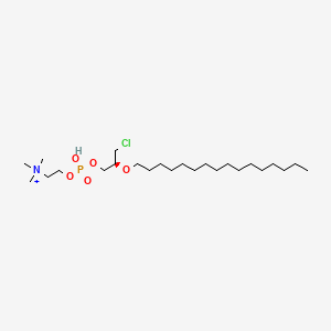 molecular formula C24H52ClNO5P+ B12793665 2-O-Hexadecyl-1-chloro-1-deoxy-rac-glycero-3-phosphocholine CAS No. 91649-89-7