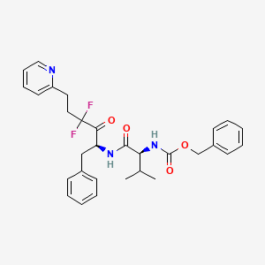 molecular formula C30H33F2N3O4 B12793708 Carbamic acid, (1-(((3,3-difluoro-2-oxo-1-(phenylmethyl)-5-(2-pyridinyl)pentyl)amino)carbonyl)-2-methylpropyl)-, phenylmethyl ester, (S-(R*,R*))- CAS No. 134450-40-1