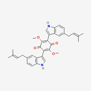 2,5-Dimethoxy-3,6-bis(5-(3-methylbut-2-en-1-yl)-1H-indol-3-yl)benzo-1,4-quinone