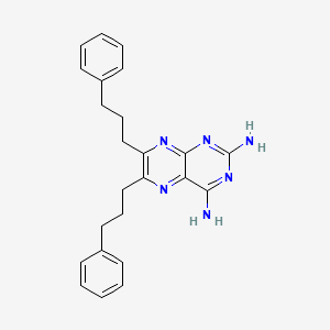 molecular formula C24H26N6 B12793810 2,4-Pteridinediamine, 6,7-bis(3-phenylpropyl)- CAS No. 49647-28-1