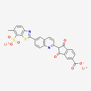 molecular formula C27H14Li2N2O7S2 B12793898 Dilithium 2-(6-(6-methyl-7-sulphonatobenzothiazol-2-yl)-2-quinolyl)-1,3-dioxoindan-5-carboxylate CAS No. 65151-69-1