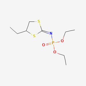 molecular formula C9H18NO3PS2 B12794160 Diethyl (4-ethyl-1,3-dithiolan-2-ylidene)phosphoramidate CAS No. 63907-31-3