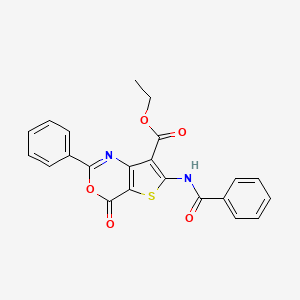 Ethyl 6-(benzoylamino)-4-oxo-2-phenyl-4H-thieno(3,2-d)(1,3)oxazine-7-carboxylate