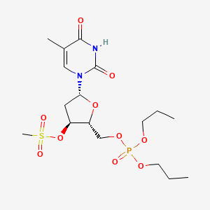 molecular formula C17H29N2O10PS B12794243 5'-Thymidylic acid, dipropyl ester, 3'-methanesulfonate CAS No. 130752-98-6