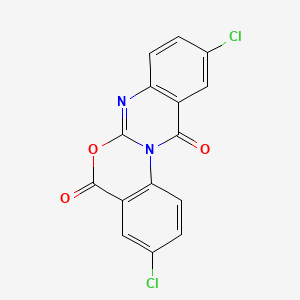 molecular formula C15H6Cl2N2O3 B12794275 3,10-Dichloro-5H,12H-quinazolino(3,2-a)(3,1)benzoxazine-5,12-dione CAS No. 59187-49-4