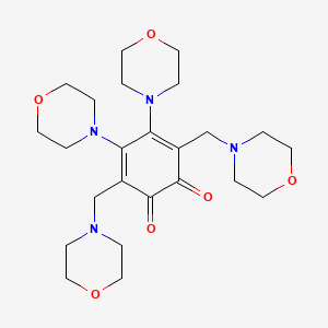 molecular formula C24H36N4O6 B12794885 4,5-Di(4-morpholinyl)-3,6-bis(4-morpholinylmethyl)benzo-1,2-quinone CAS No. 72744-94-6