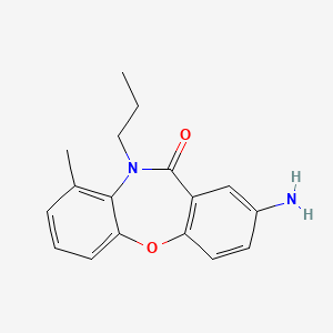 molecular formula C17H18N2O2 B12794970 2-Amino-9-methyl-10-propyl-dibenz(b,f)(1,4)oxazepin-11-(10H)-one CAS No. 140412-94-8