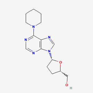 2-Furanmethanol, tetrahydro-5-(6-(1-piperidinyl)-9H-purin-9-yl)-, (2S-cis)-