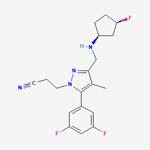 3-[5-(3,5-difluorophenyl)-3-[[[(1S,3R)-3-fluorocyclopentyl]amino]methyl]-4-methylpyrazol-1-yl]propanenitrile