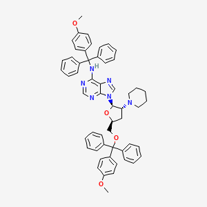 Adenosine, 2',3'-dideoxy-N-((4-methoxyphenyl)diphenylmethyl)-5'-O-((4-methoxyphenyl)diphenylmethyl)-2'-(1-piperidinyl)-