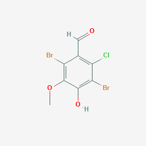 molecular formula C8H5Br2ClO3 B12795947 2,5-Dibromo-6-chloro-4-hydroxy-3-methoxybenzaldehyde CAS No. 90001-46-0