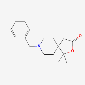 molecular formula C17H23NO2 B12796144 2-Oxa-8-azaspiro(4.5)decan-3-one, 8-benzyl-1,1-dimethyl- CAS No. 102504-20-1