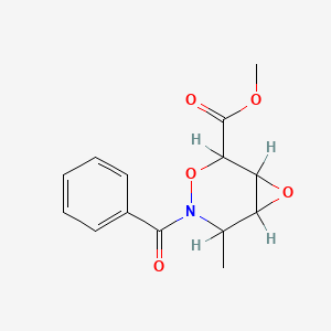 molecular formula C14H15NO5 B12796882 Methyl 3-benzoyl-2-methyl-4,7-dioxa-3-azabicyclo[4.1.0]heptane-5-carboxylate CAS No. 92961-63-2