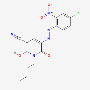 molecular formula C17H16ClN5O4 B12797007 3-Pyridinecarbonitrile, 1-butyl-5-[(4-chloro-2-nitrophenyl)azo]-1,6-dihydro-2-hydroxy-4-methyl-6-oxo- CAS No. 83748-28-1